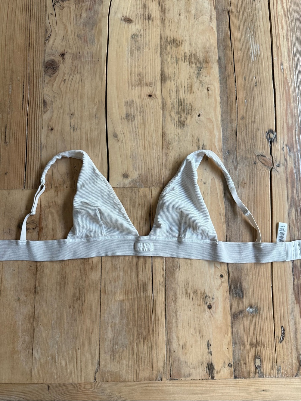 SKIMS Cotton Rib Triangle Bralette, Bone/Ivory, Size M